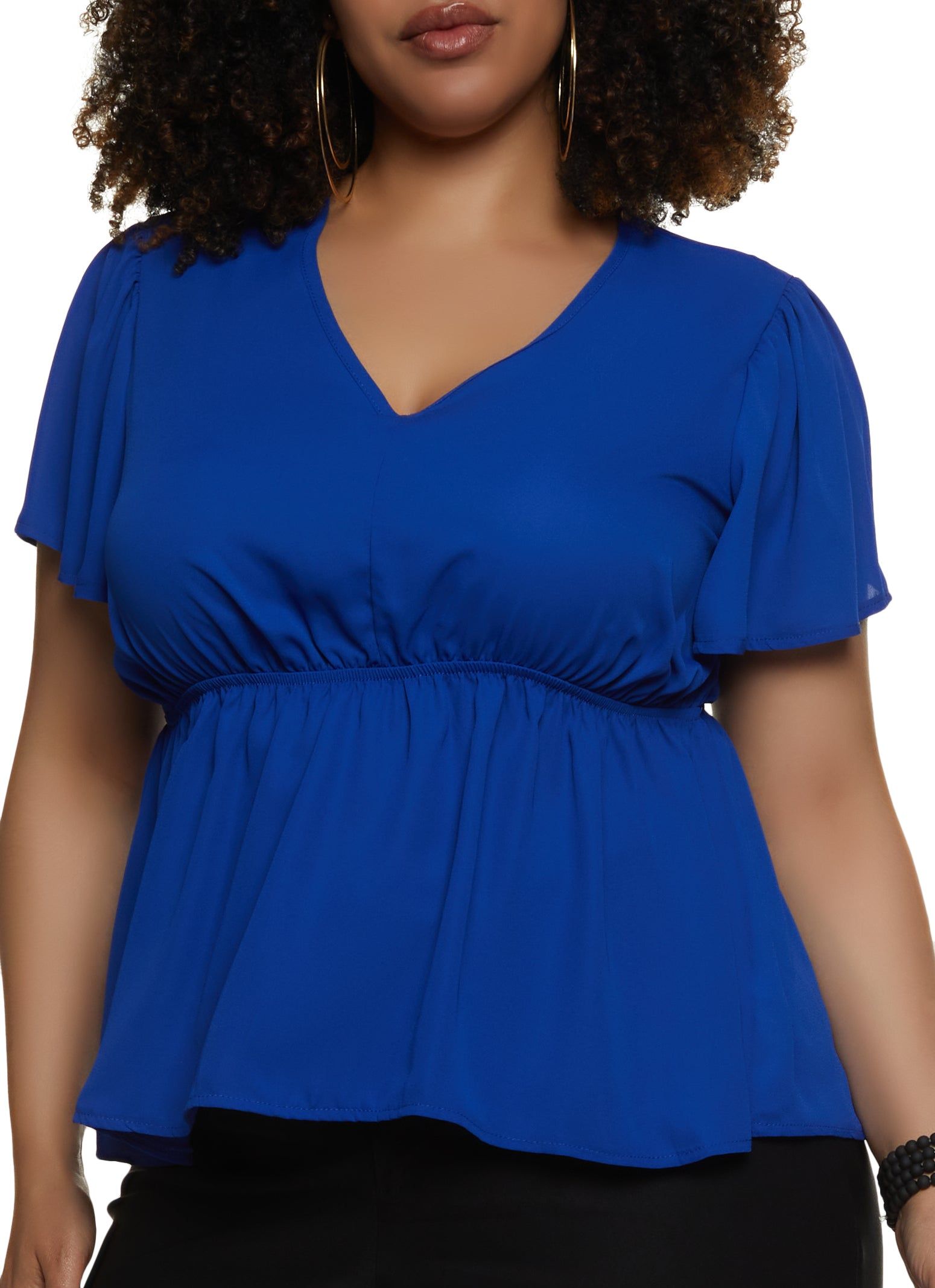 Plus Size V Neck Bell Sleeve Top sold by Rainbow