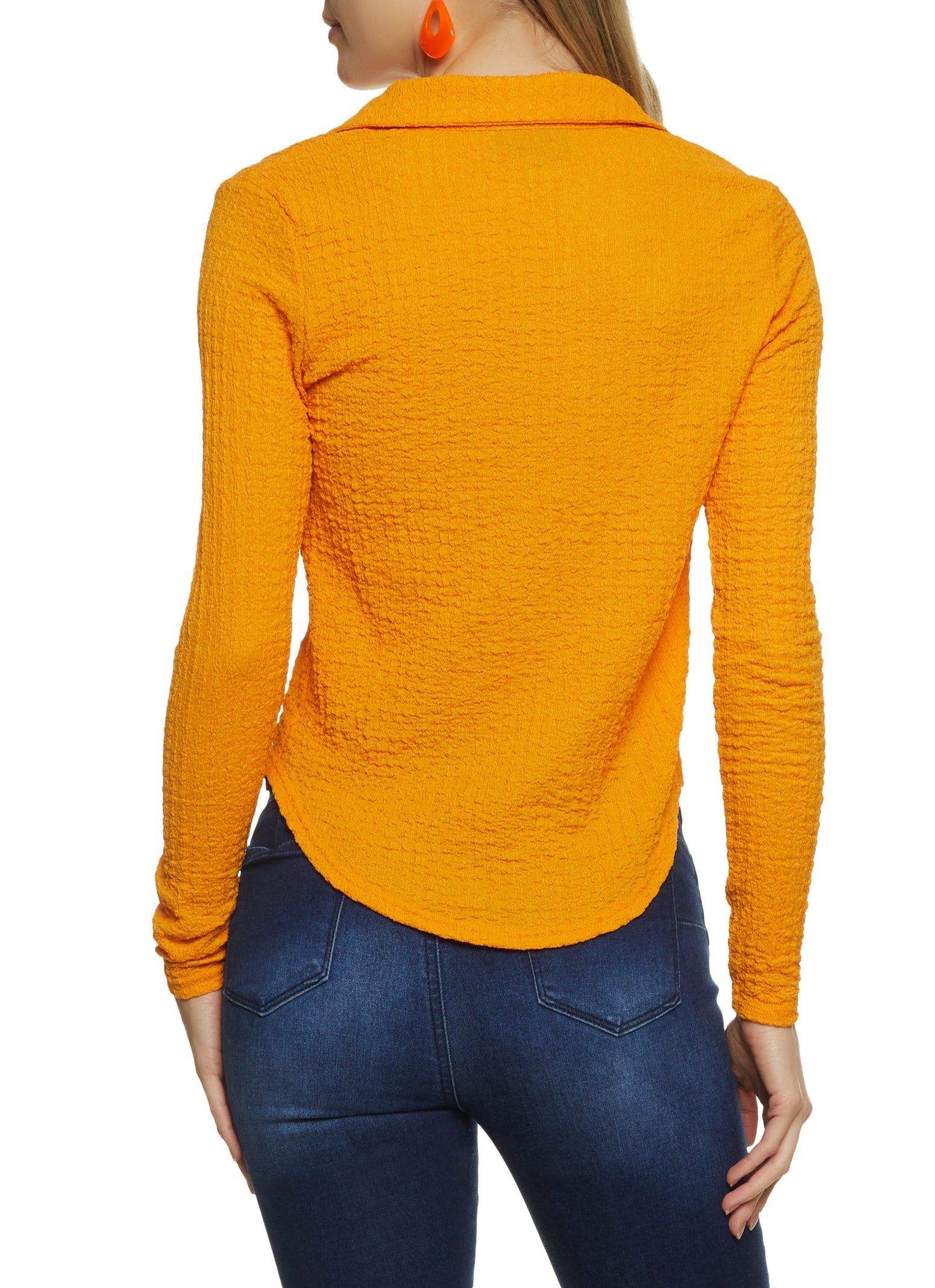 Crepe Knit Button Front Long Sleeve Shirt sold by Rainbow product image thumbnail 2