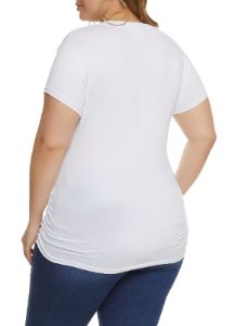 Plus Size Foil Screen Girl Gang Ruched Graphic Tee sold by Rainbow