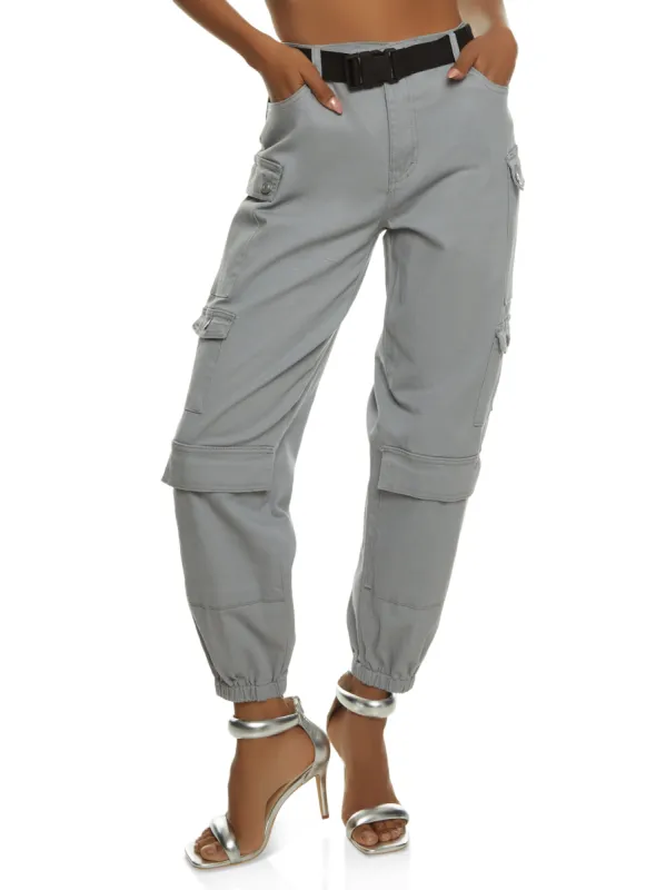 Almost Famous Belted Cargo Pocket Joggers sold by Rainbow