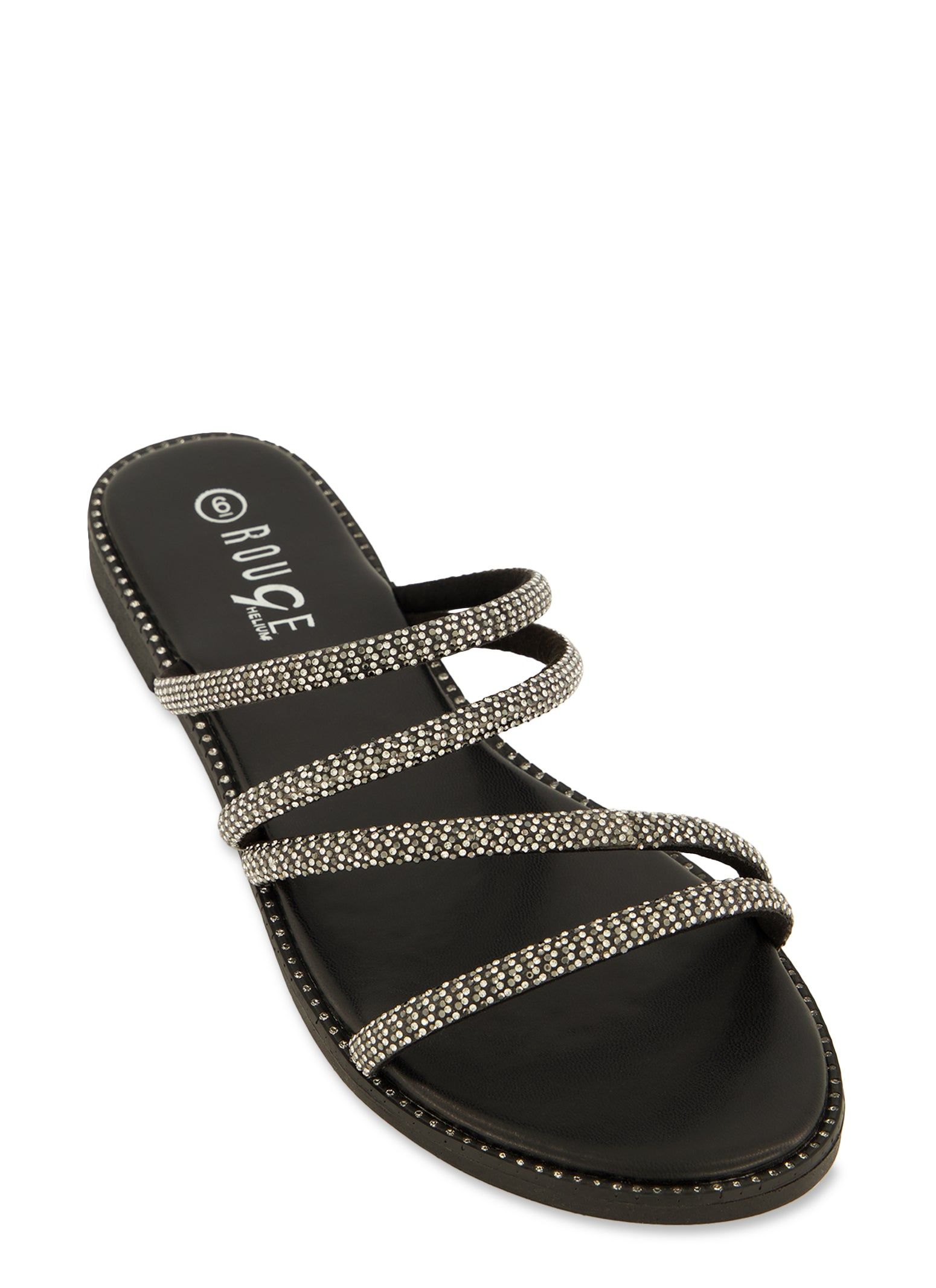 Open Toe Strappy Rhinestone Slide Sandals sold by Rainbow