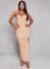 Rhinestone Mesh Side Slit Maxi Dress sold by Rainbow