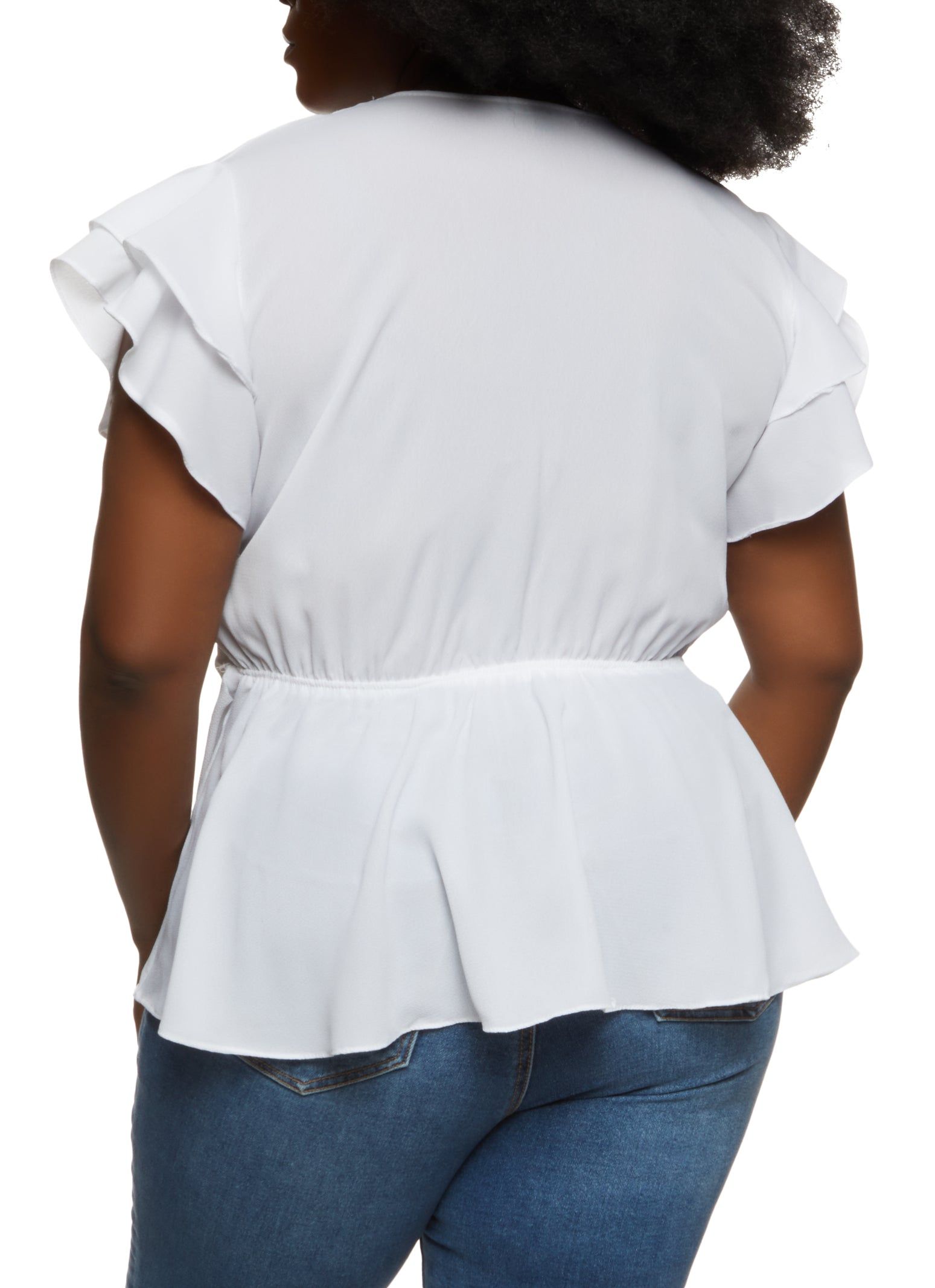 Plus Size Crepe Knit Faux Wrap Blouse sold by Rainbow product image thumbnail 2