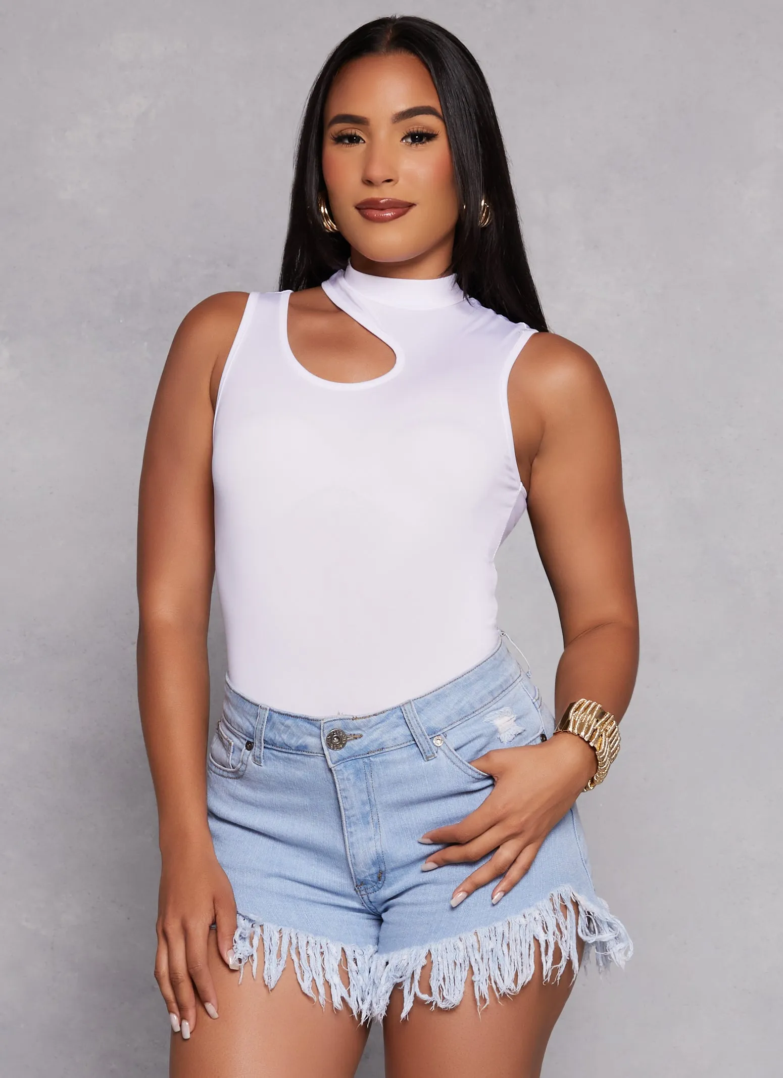 Daisy Asymmetrical Keyhole Tank Bodysuit sold by Rainbow product image thumbnail 2