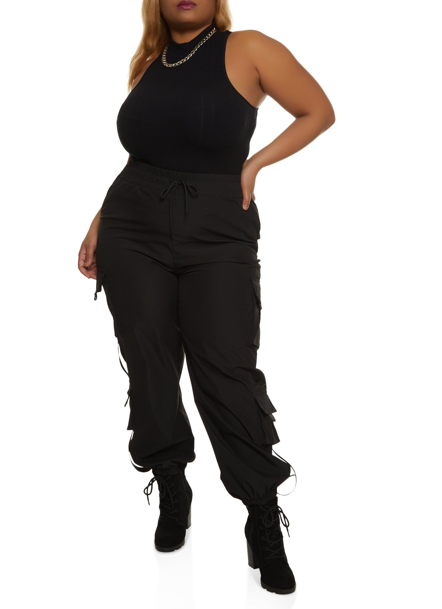 Plus Size Drawstring Waist Cargo Pants sold by Rainbow product image thumbnail 2