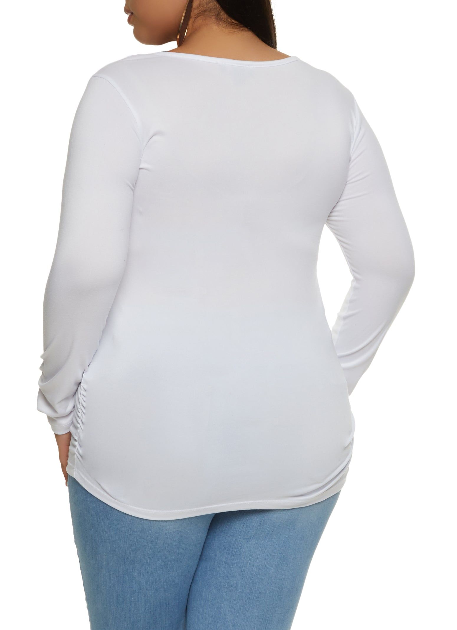 Plus Size Button Detail Cut Out Long Sleeve Top sold by Rainbow product image thumbnail 2