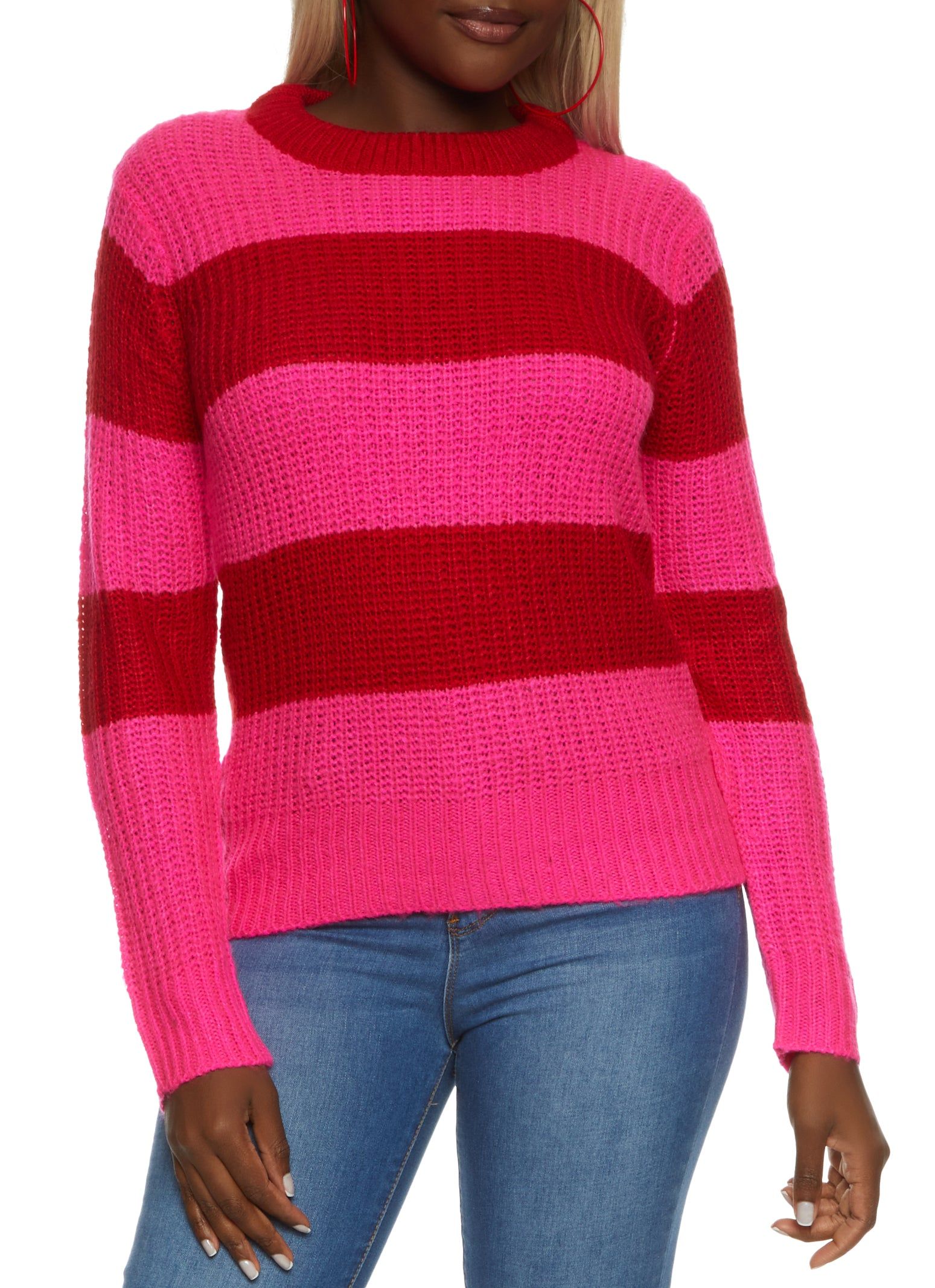Striped Long Sleeve Pullover Sweater sold by Rainbow