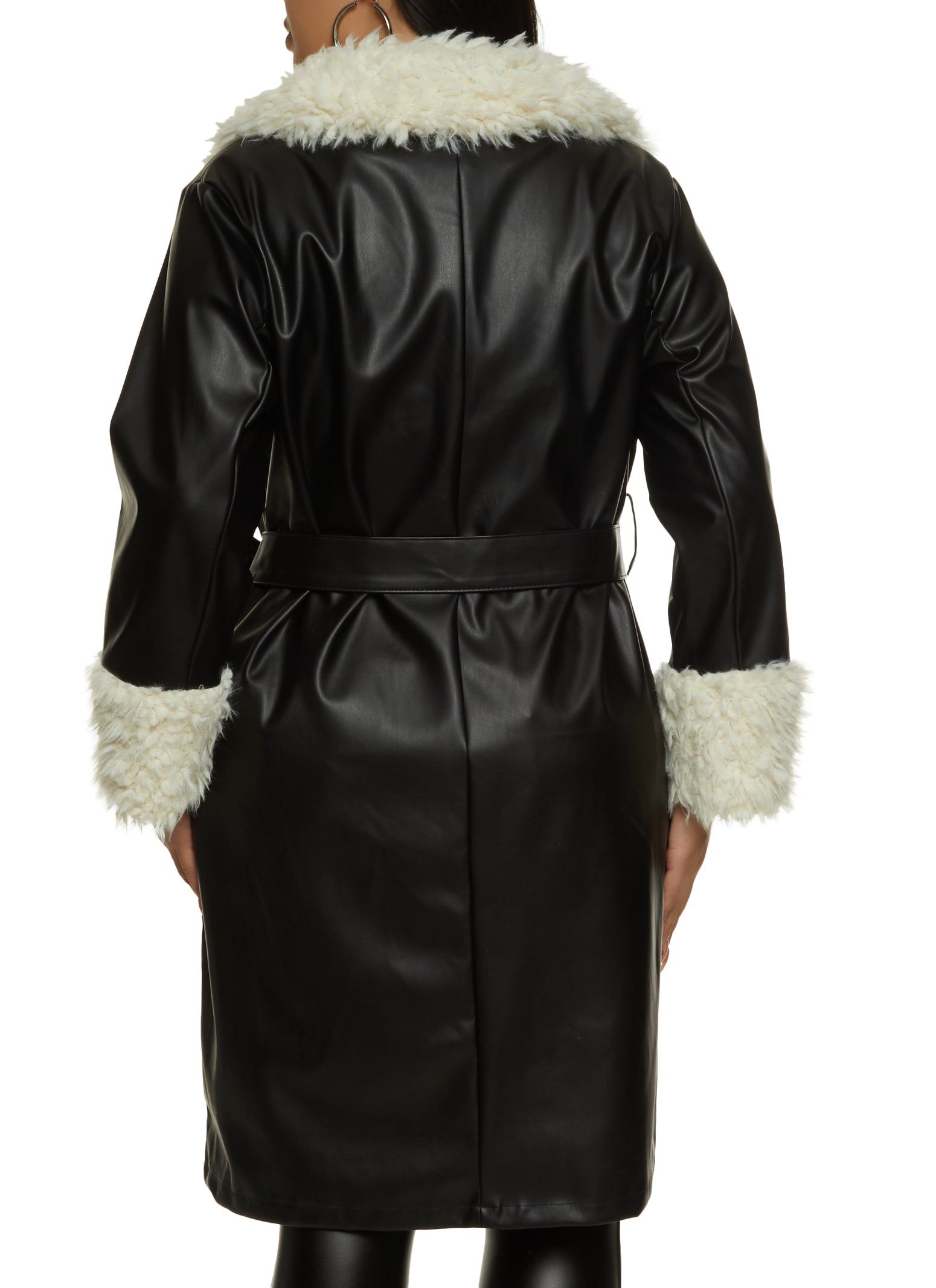 Plus Size Faux Fur Trim Belted Trench Coat sold by Rainbow product image thumbnail 3