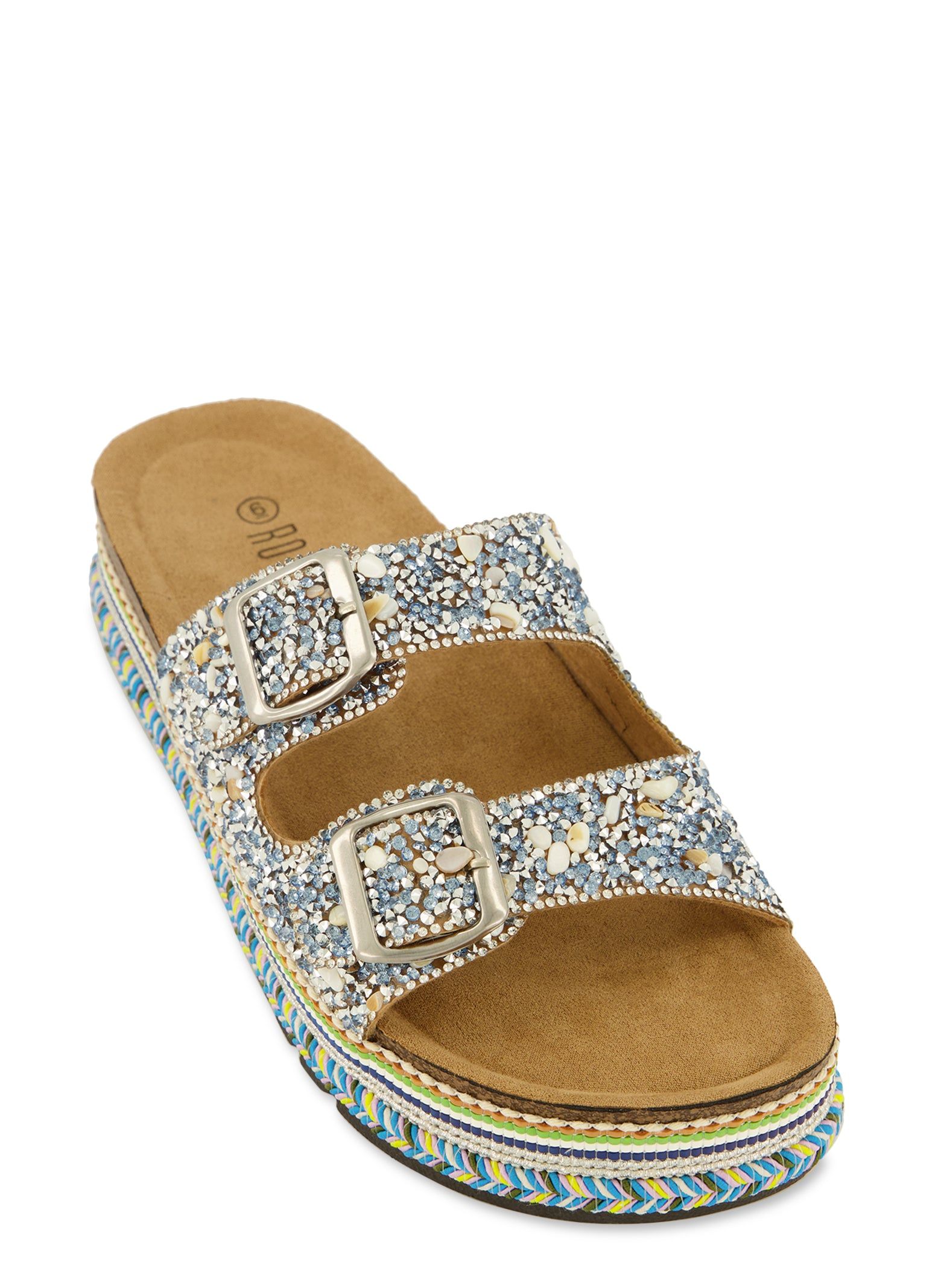 Studded Rhinestone Footbed Sandals sold by Rainbow