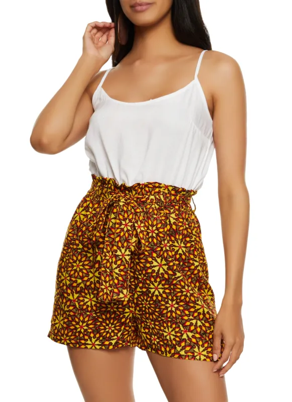 Printed Paperbag Waist Romper made by Rainbow