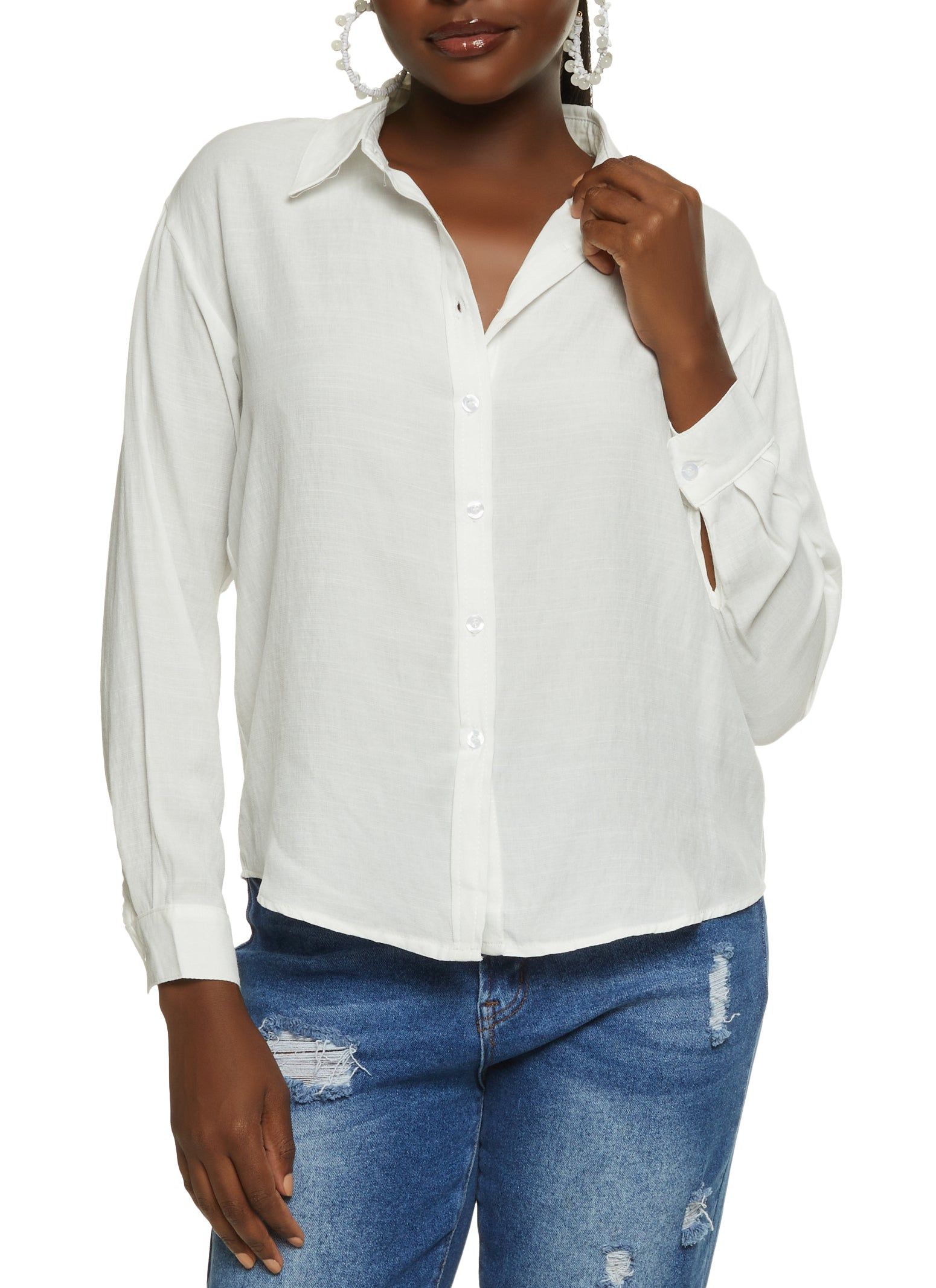 Linen Button Front Shirt sold by Rainbow