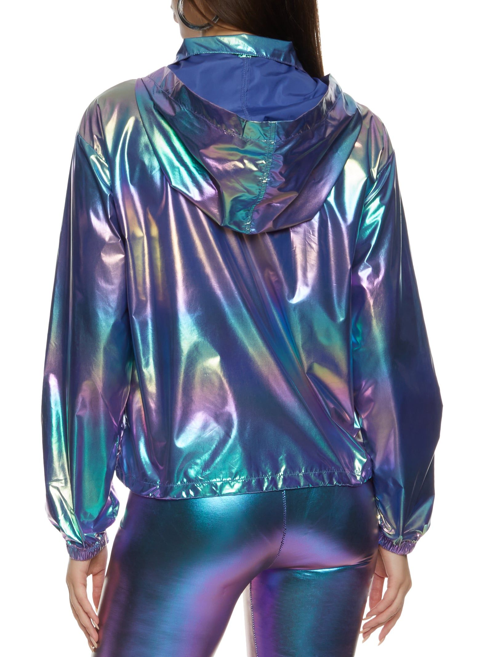 Iridescent Zip Front Windbreaker Jacket sold by Rainbow product image thumbnail 3