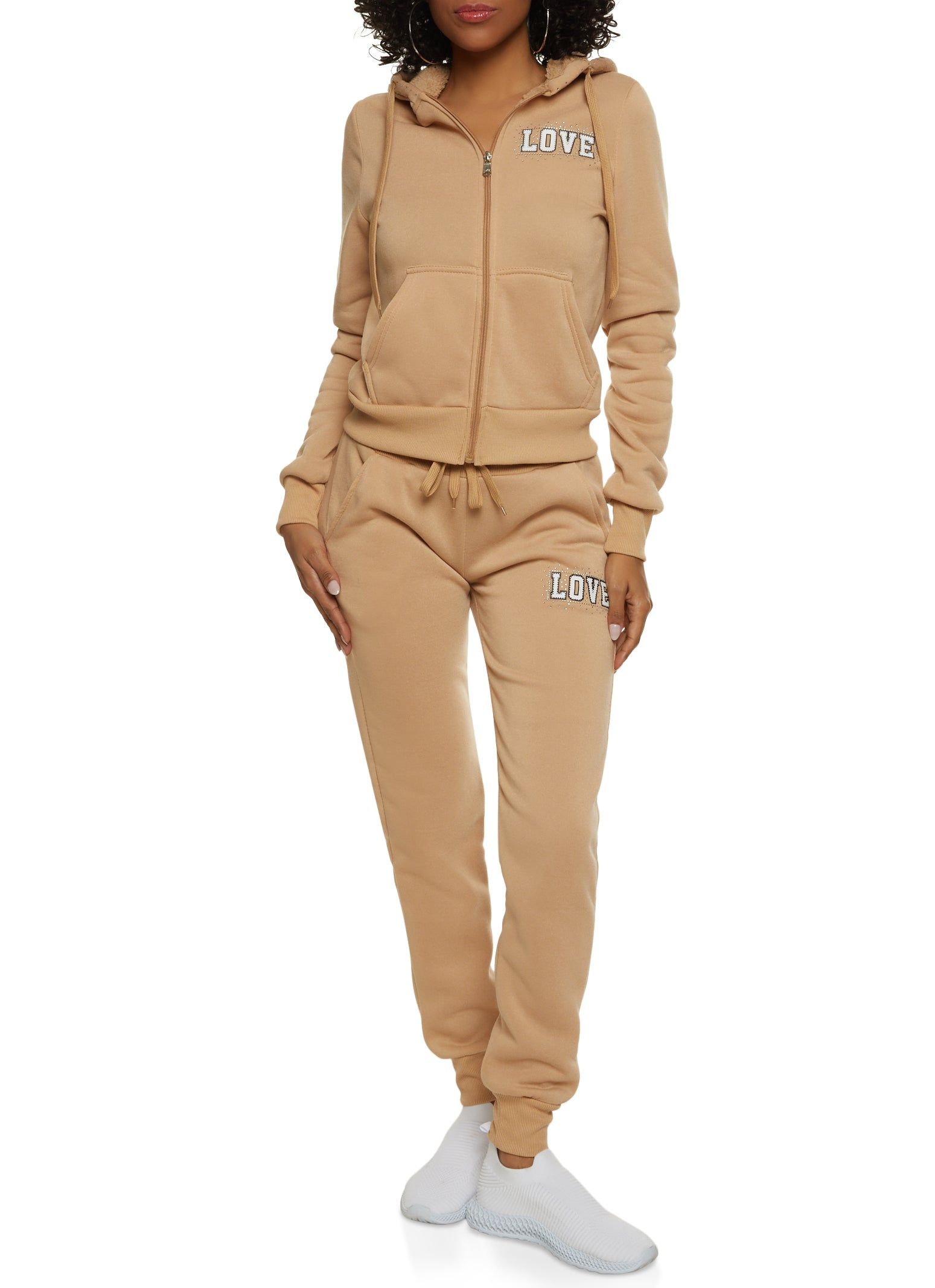 Love Rhinestone Faux Fur Lined Graphic Hoodie sold by Rainbow product image thumbnail 2