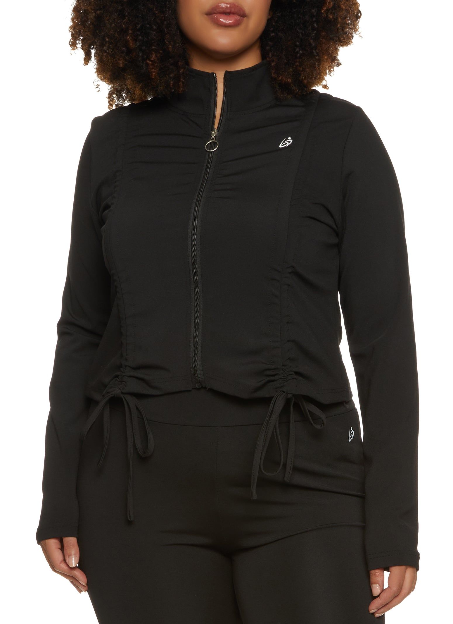 Plus Size Ruched Cropped Track Jacket sold by Rainbow