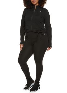 Plus Size Ruched Cropped Track Jacket sold by Rainbow