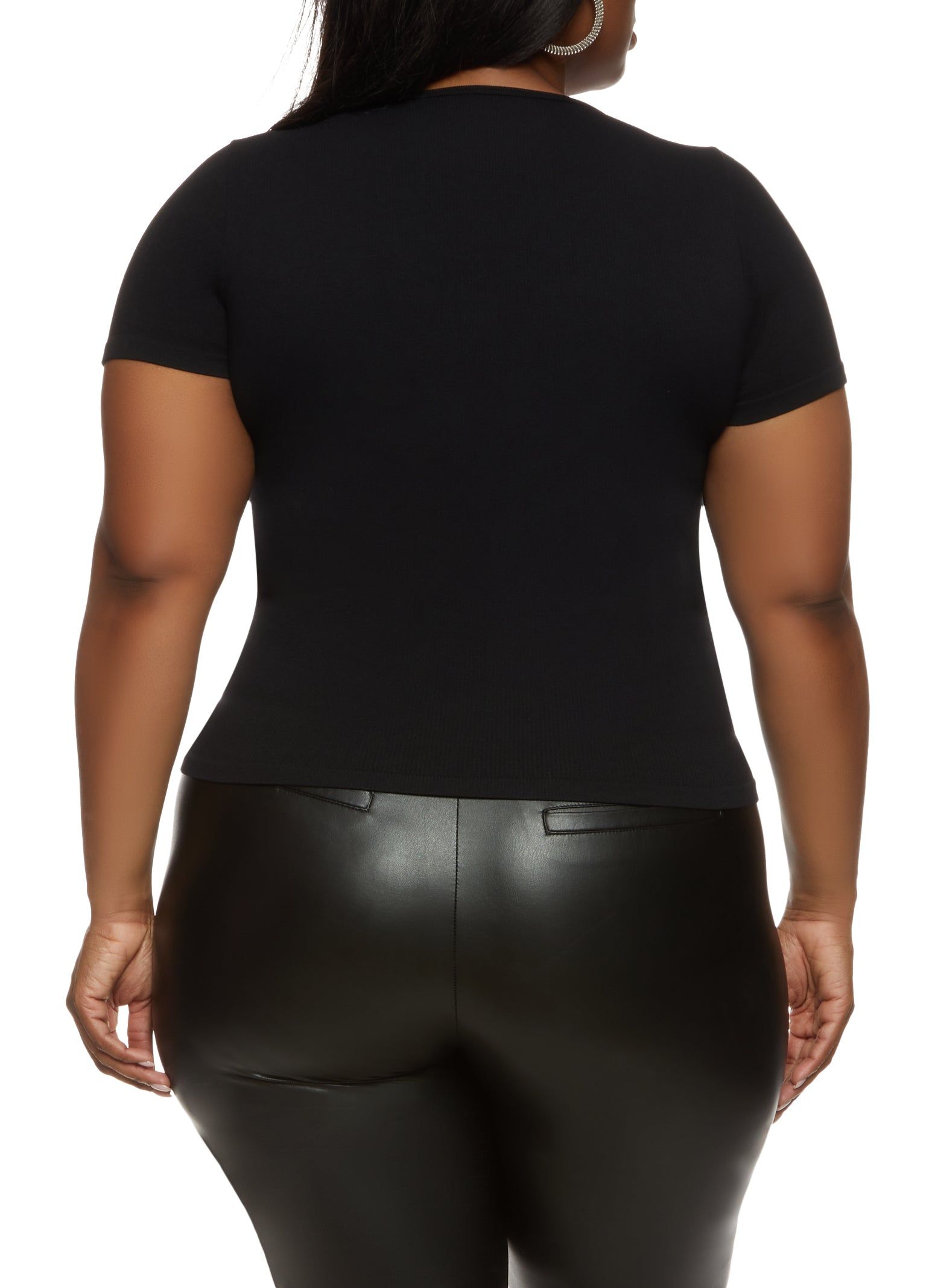 Plus Size Seamless Short Sleeve Henley Top sold by Rainbow product image thumbnail 2