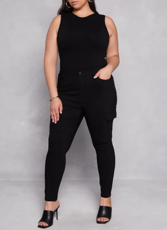 Plus Size Stretch Cargo Pocket Pants sold by Rainbow