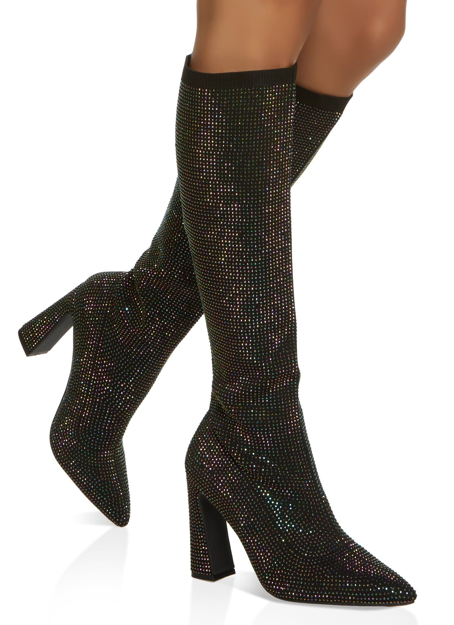 Rhinestone Studded Pointed Toe Tall Boots sold by Rainbow