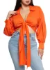 Plus Size Tie Back Wrapped Crop Top sold by Rainbow