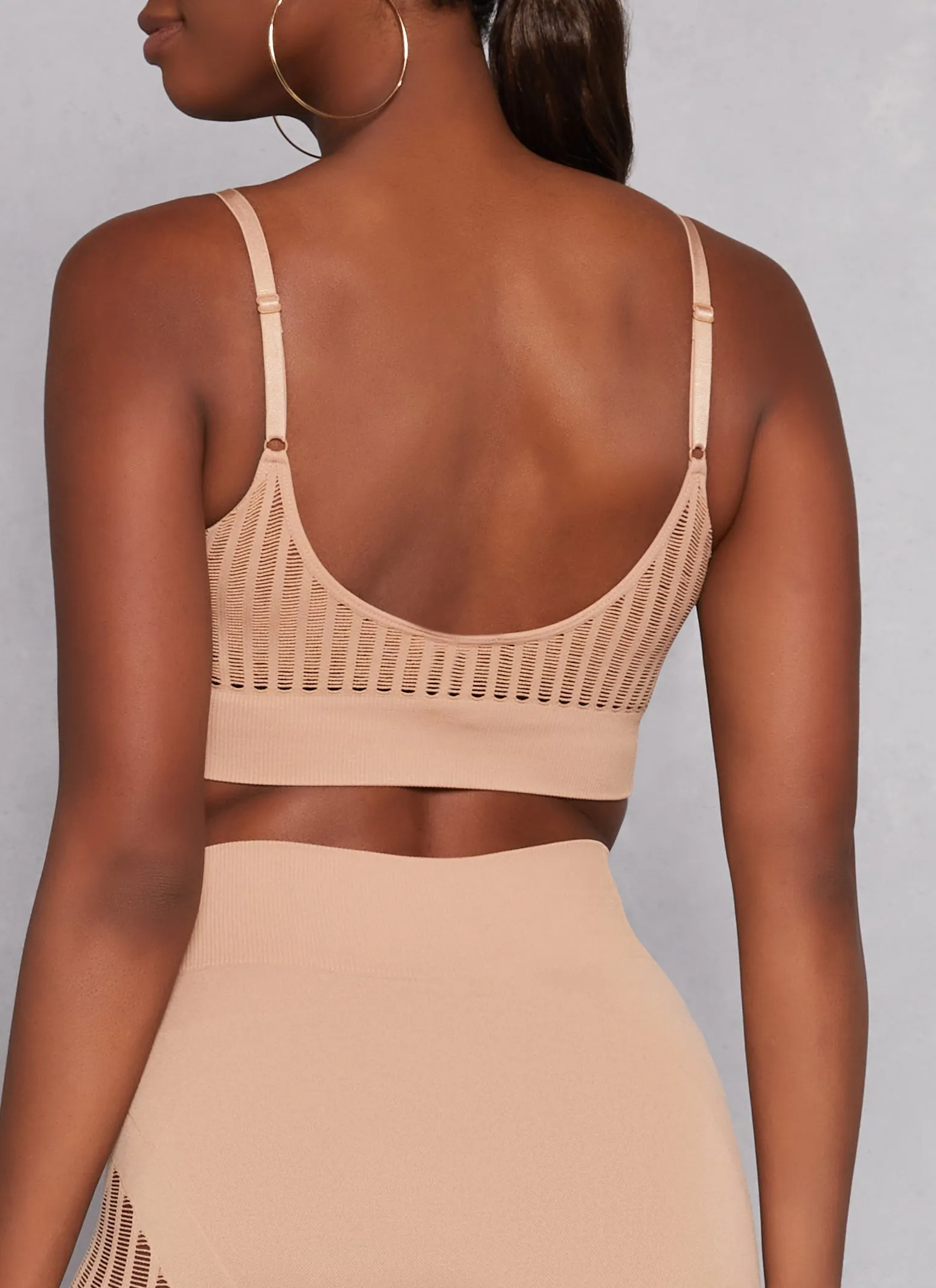 Seamless Ribbed Laser Cut Cami Crop Top sold by Rainbow product image thumbnail 3