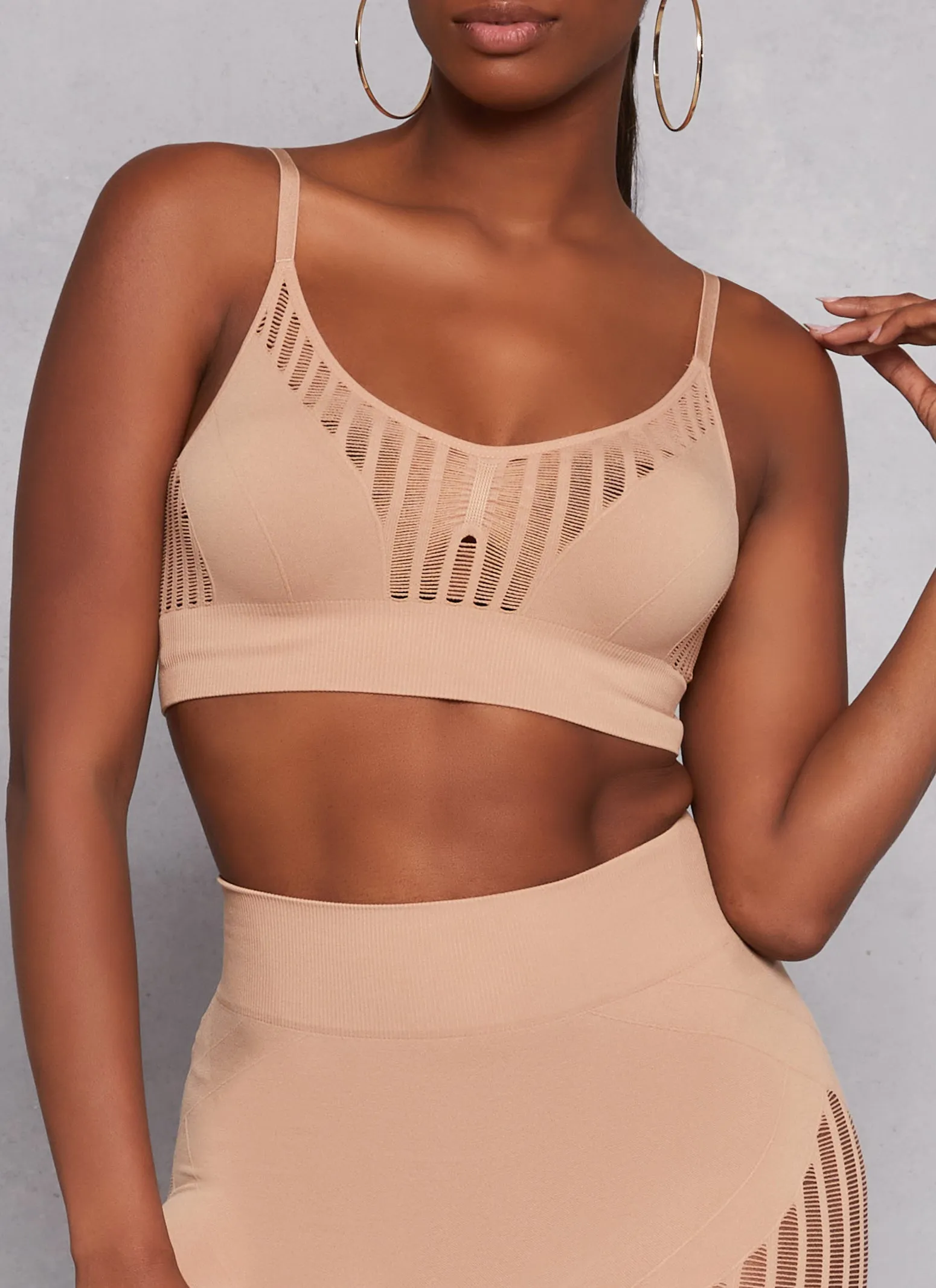 Seamless Ribbed Laser Cut Cami Crop Top sold by Rainbow