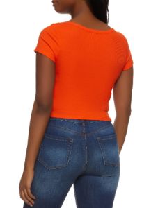 Rib Knit Scoop Neck Crop Top sold by Rainbow