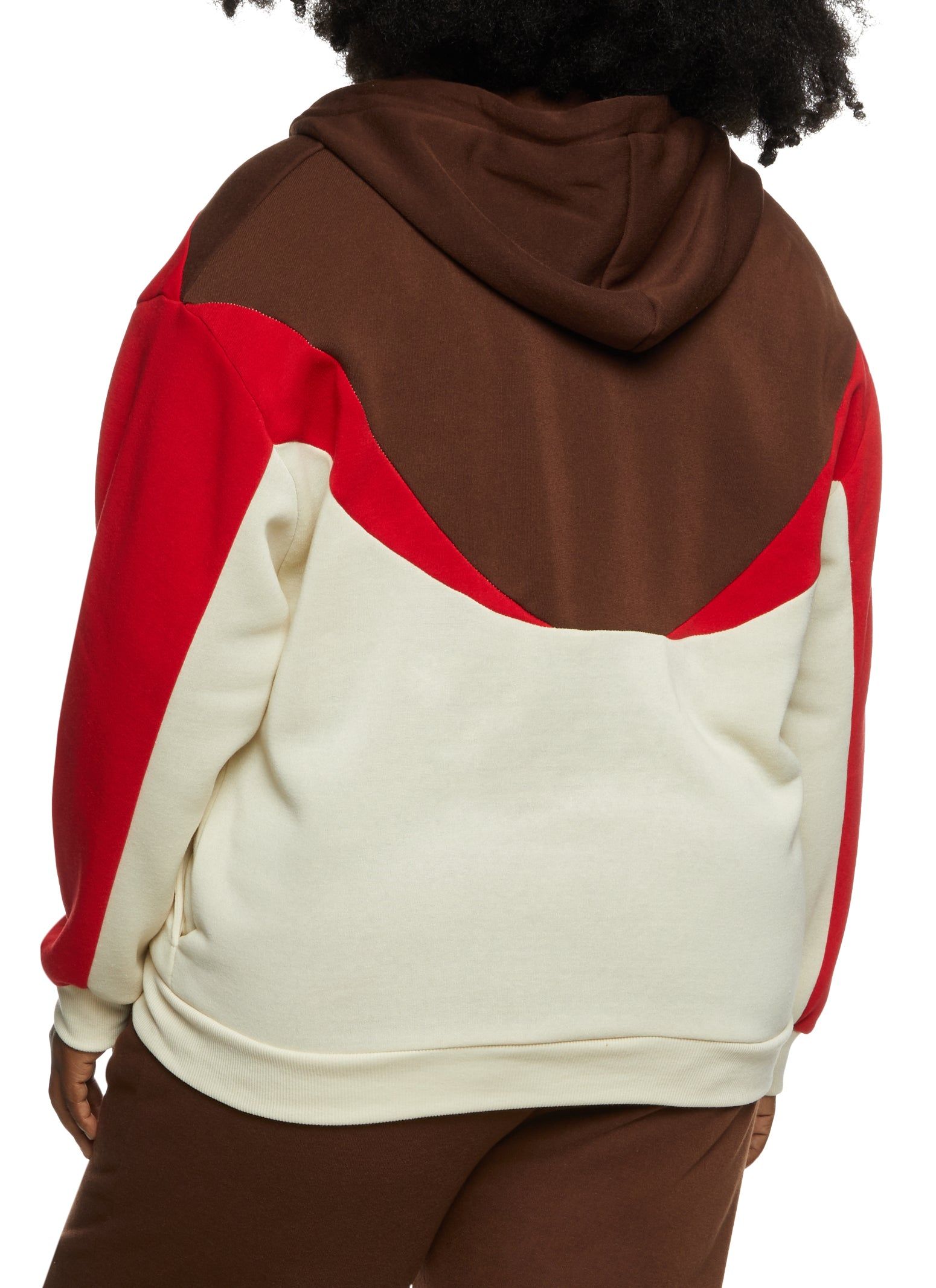 Plus Size Color Blocked Zip Front Hooded Sweatshirt sold by Rainbow product image thumbnail 3