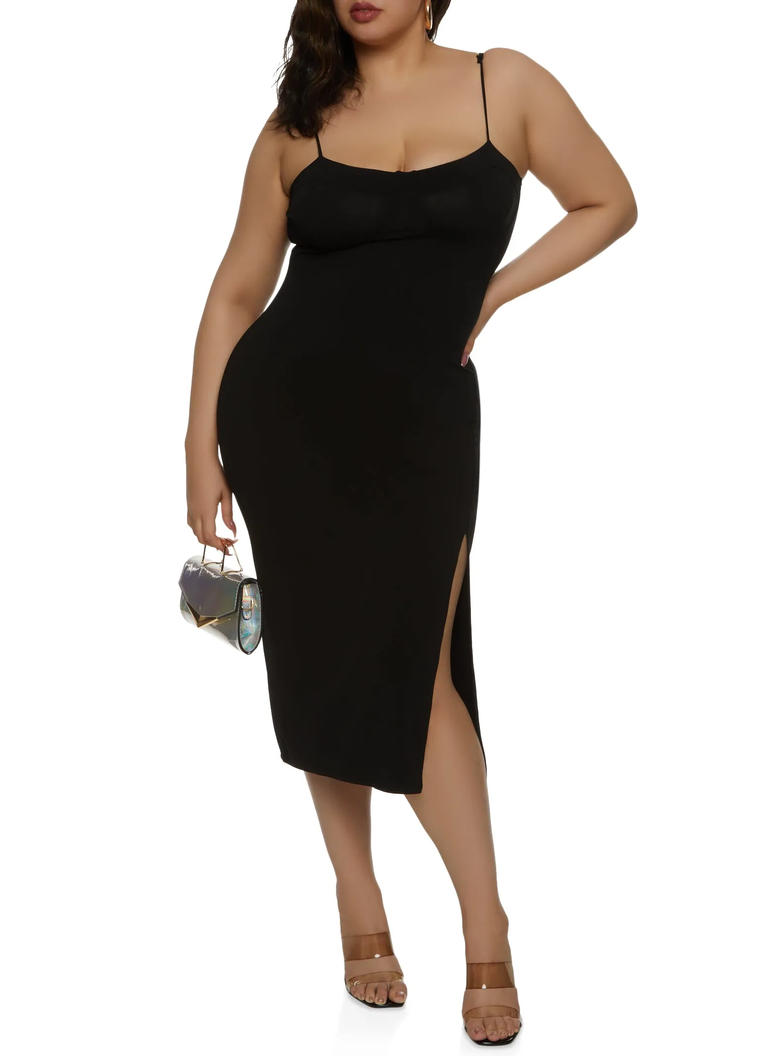 Plus Size Side Slit Bustier Cami Dress sold by Rainbow