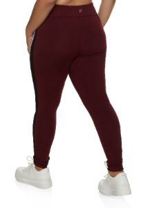 Plus Size Contrast Piping Mesh Detail Leggings sold by Rainbow