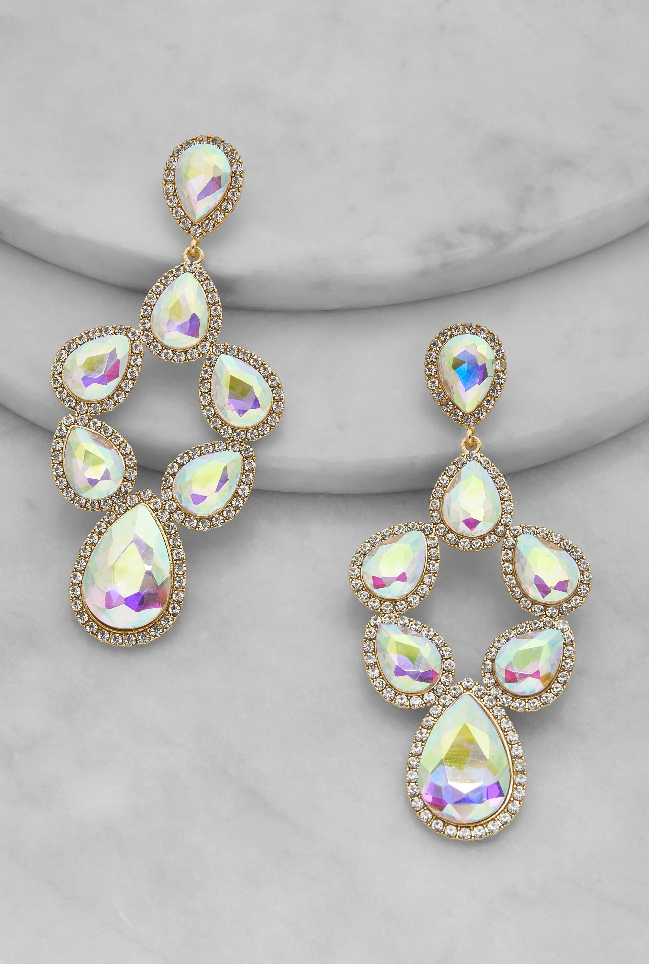 Metallic Rhinestone Teardrop Earrings sold by Rainbow product image thumbnail 2