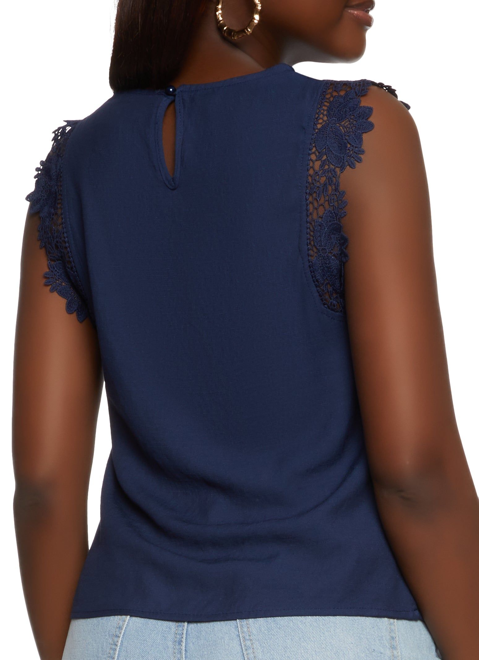 Sleeveless Floral Crochet Trim Blouse sold by Rainbow product image thumbnail 2