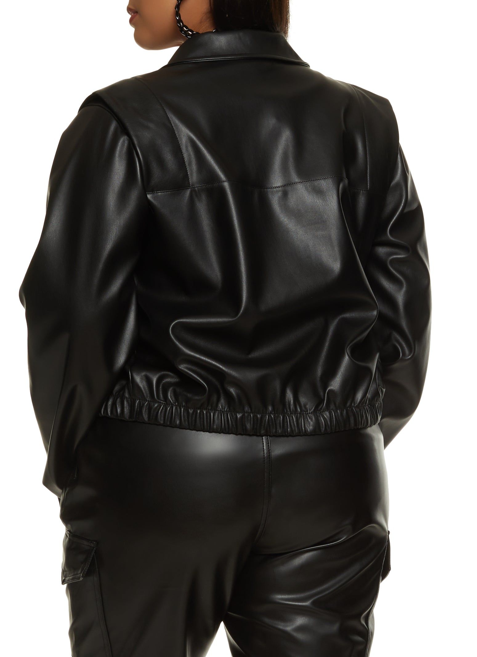 Plus Size Faux Leather Zip Front Jacket sold by Rainbow product image thumbnail 3