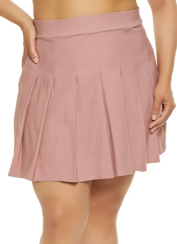 Plus Size High Waist Pleated Mini Skirt sold by Rainbow