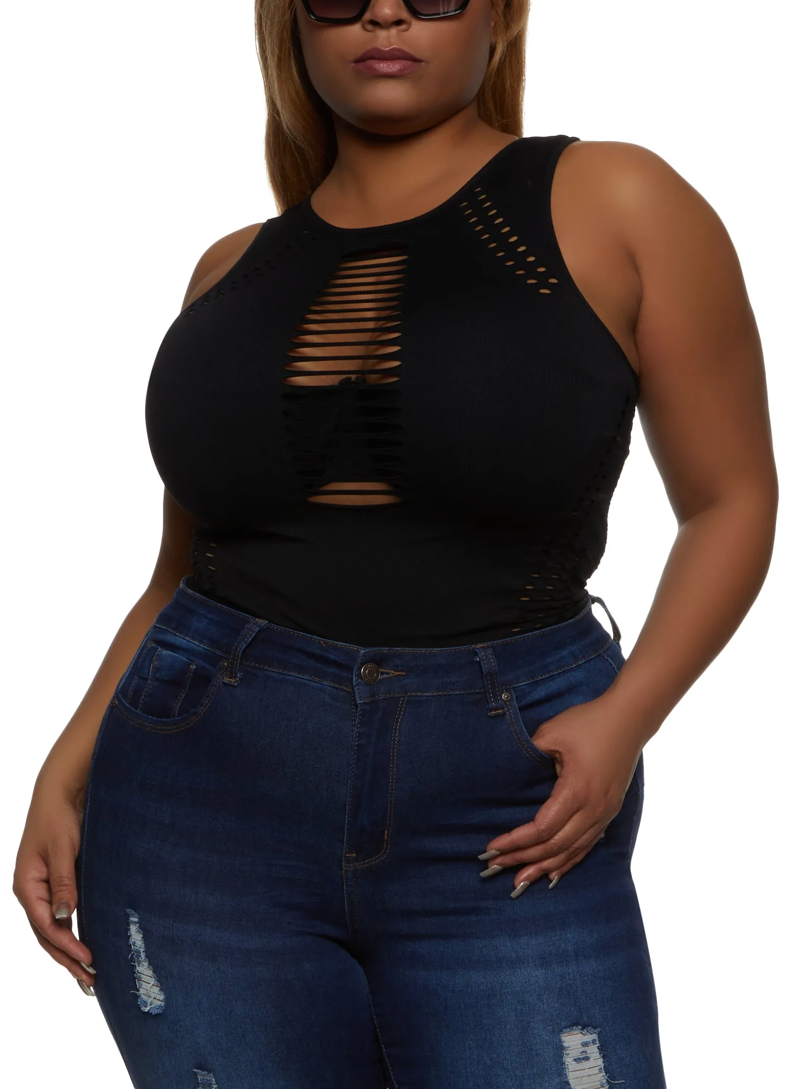 Plus Size Seamless Laser Cut Bodysuit sold by Rainbow product image thumbnail 2