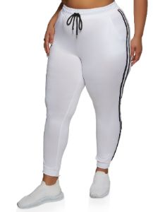 Plus Size High Waist Varsity Stripe Joggers sold by Rainbow