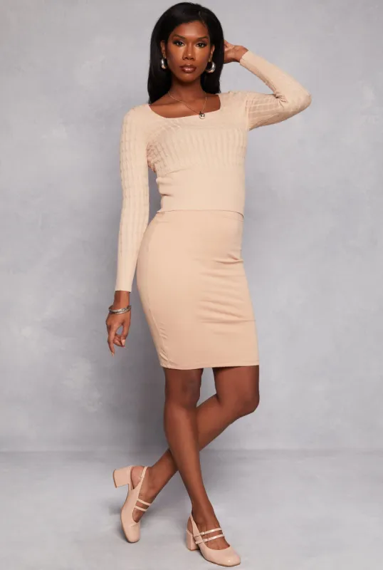 Ponte High Waisted Midi Pencil Skirt sold by Rainbow