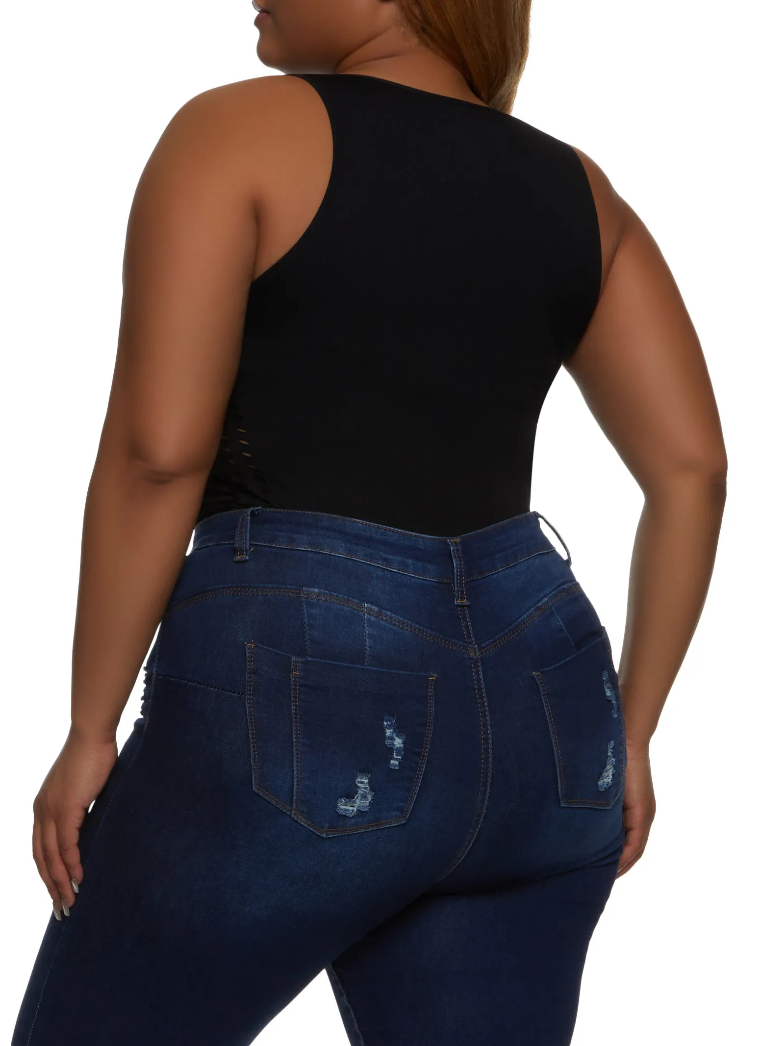 Plus Size Seamless Laser Cut Bodysuit sold by Rainbow product image thumbnail 3