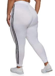 Plus Size High Waist Varsity Stripe Joggers sold by Rainbow