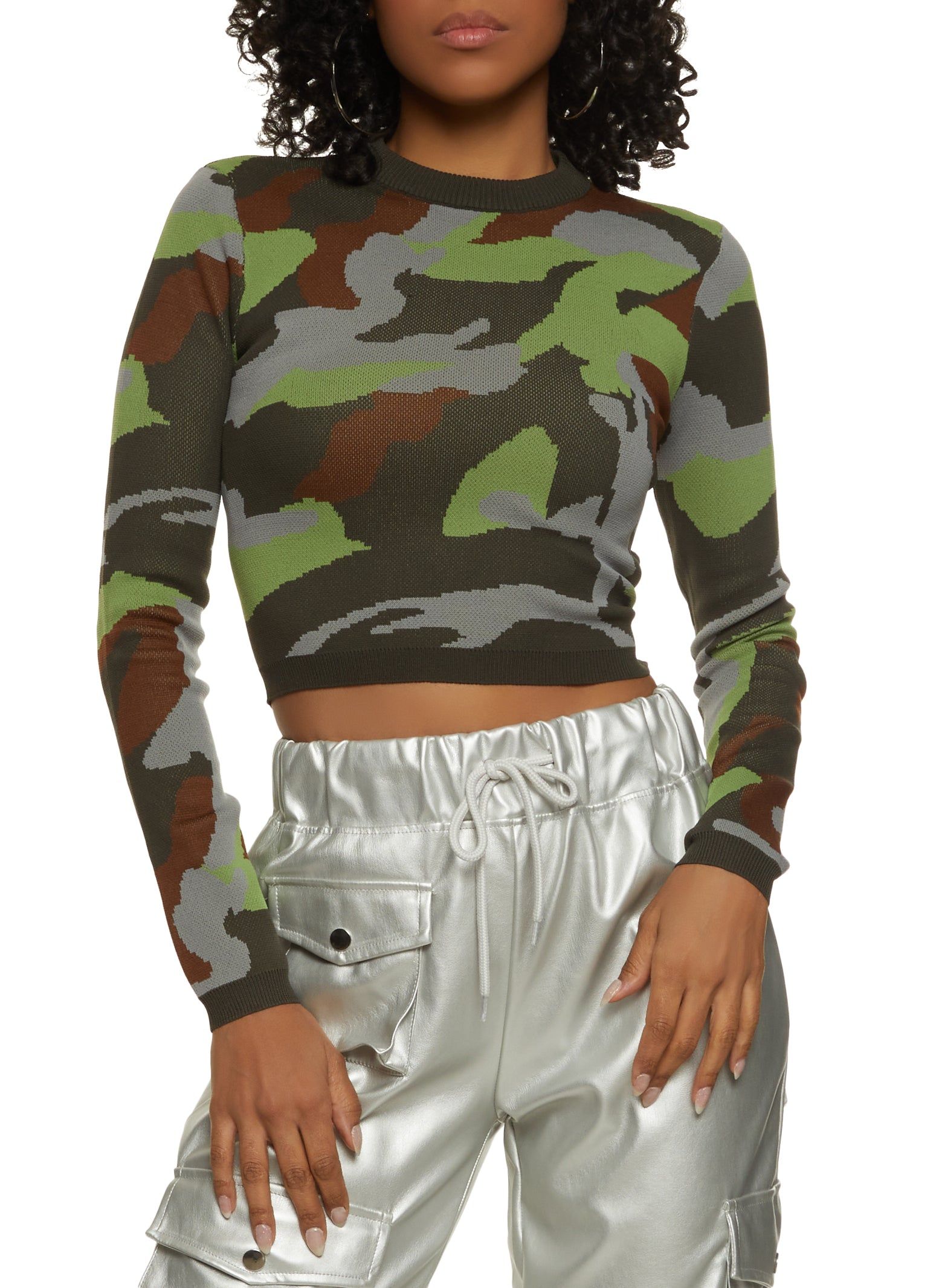 Camo Lace Up Back Crop Top sold by Rainbow product image thumbnail 2