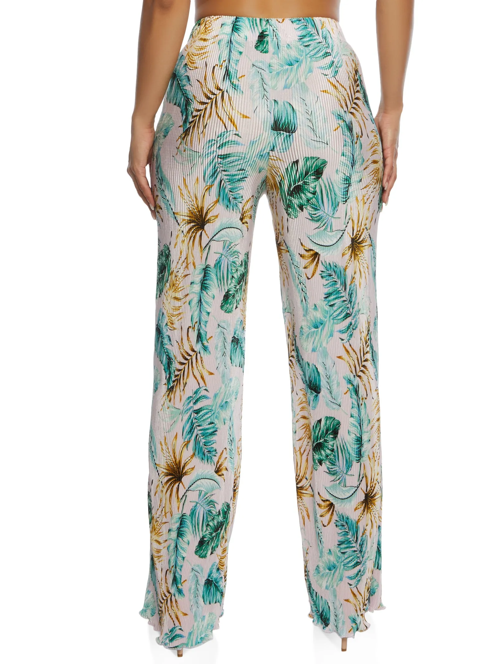 Almost Famous Plisse Palm Print Wide Leg Pants sold by Rainbow product image thumbnail 3