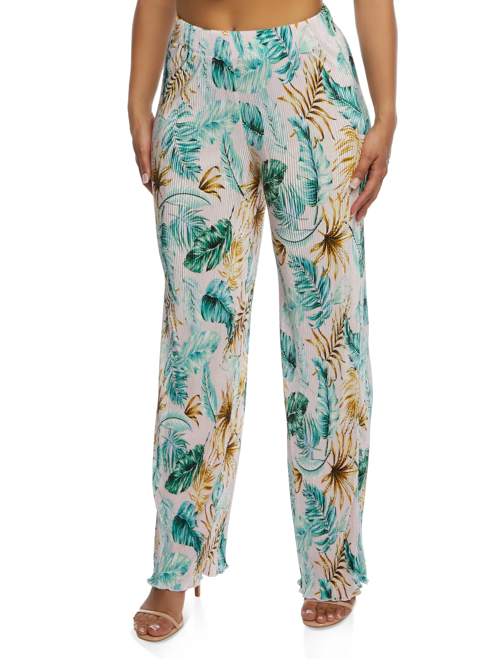 Almost Famous Plisse Palm Print Wide Leg Pants sold by Rainbow product image thumbnail 2