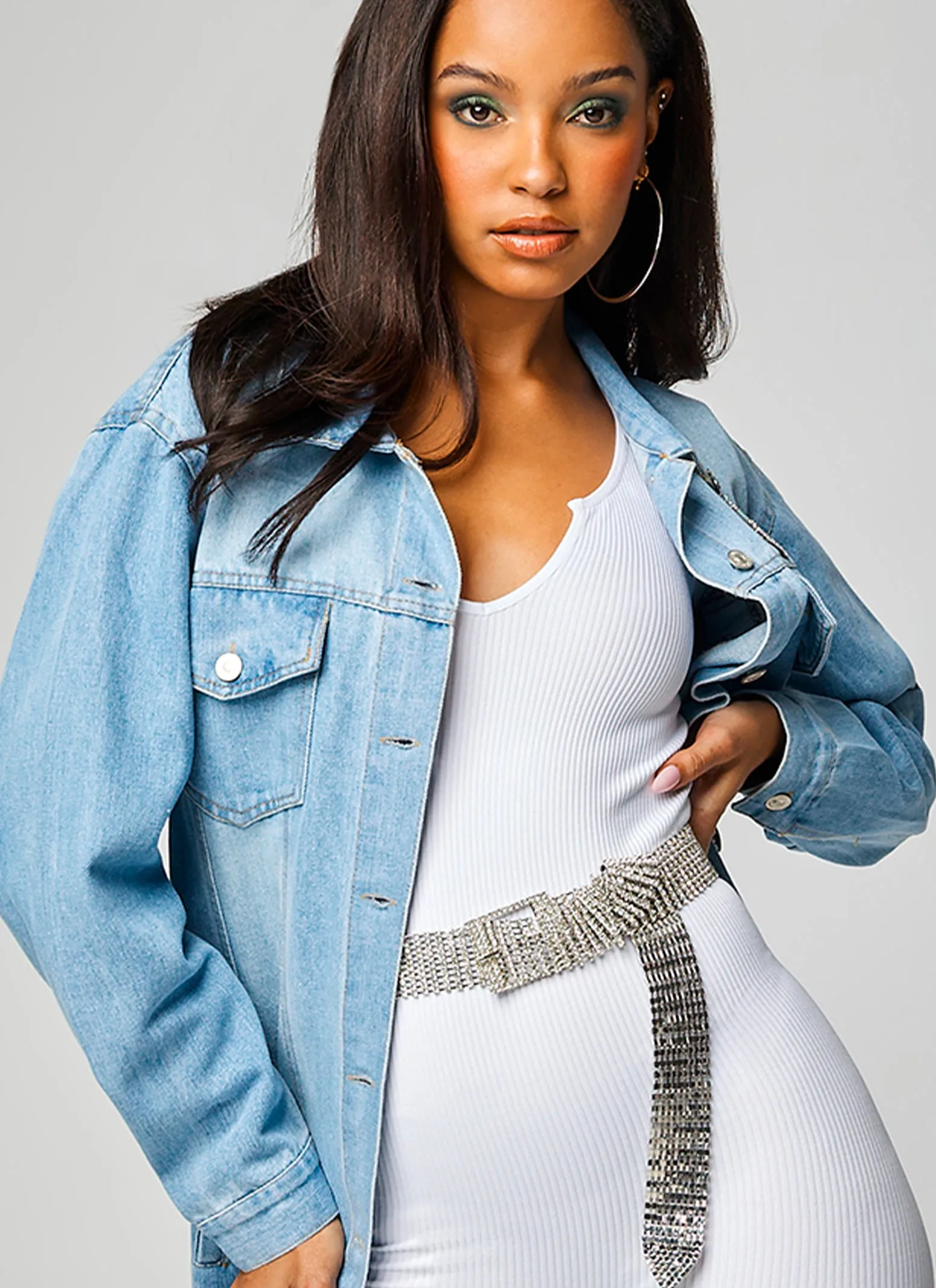 Rhinestone Studded Buckle Belt sold by Rainbow