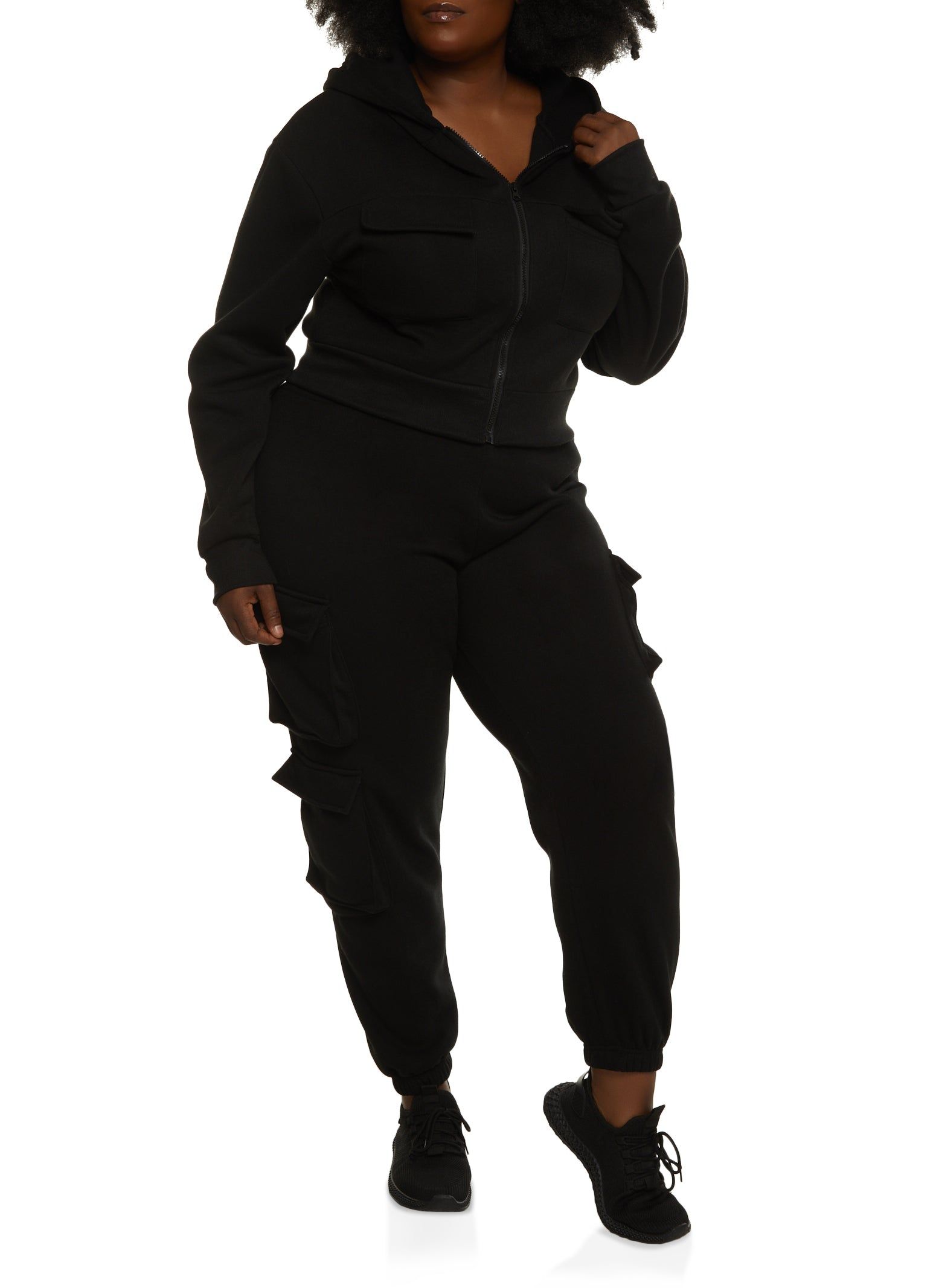 Plus Size Cargo Pocket Cropped Hoodie sold by Rainbow product image thumbnail 2