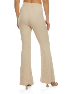 Basic Ribbed High Waist Flare Pants sold by Rainbow