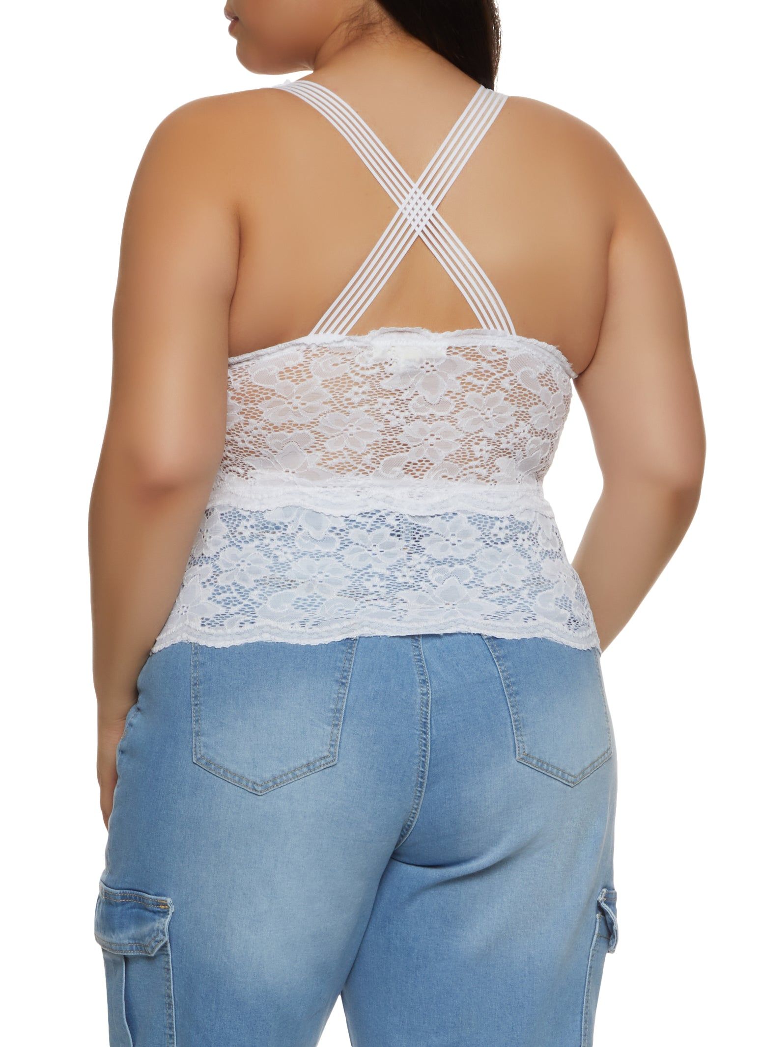 Plus Size Criss Cross Back Sleeveless Lace Top sold by Rainbow product image thumbnail 2