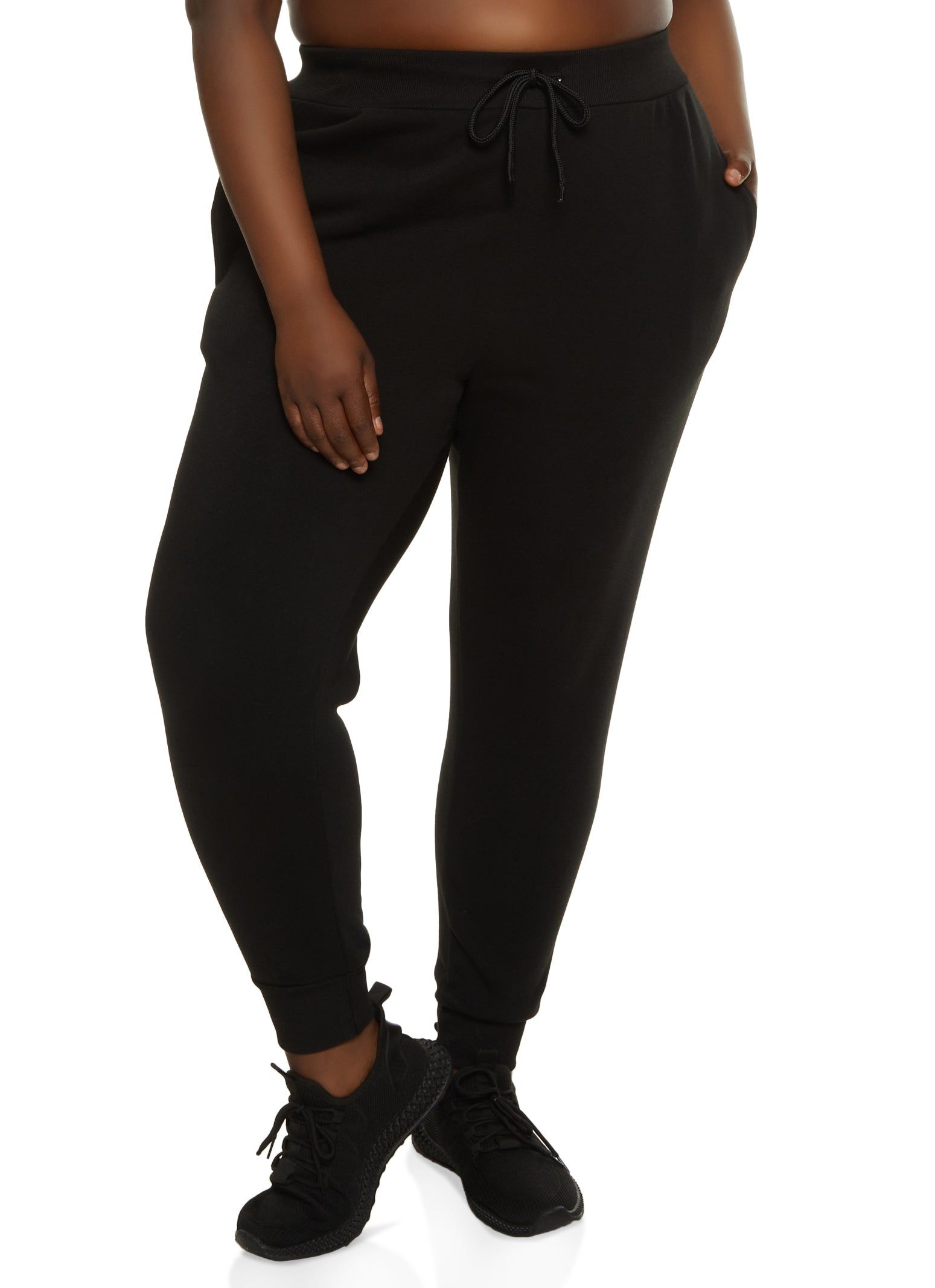 Plus Size Solid Drawstring Fleece Joggers sold by Rainbow