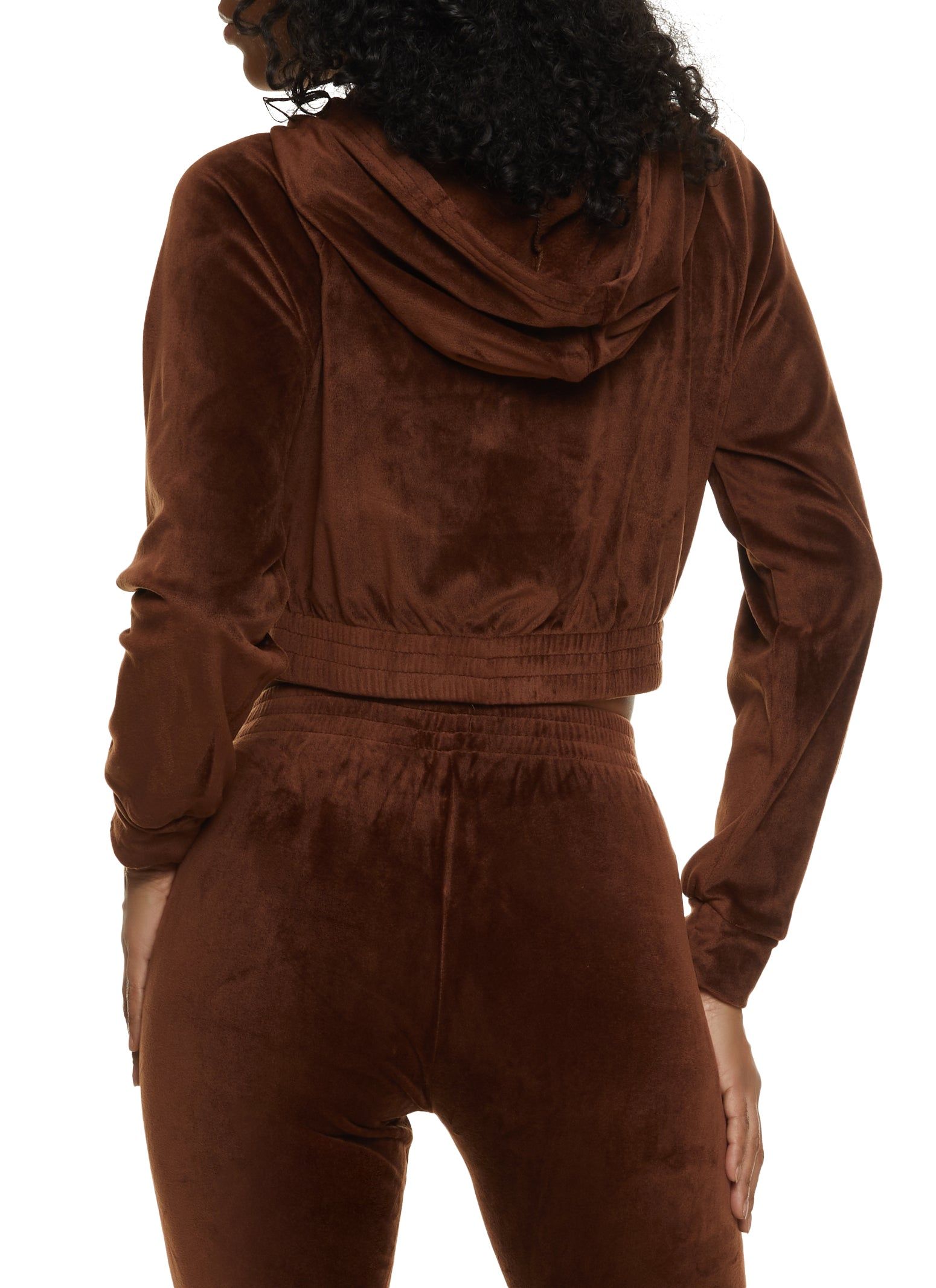 Velour Cropped Zip Front Hoodie sold by Rainbow product image thumbnail 3