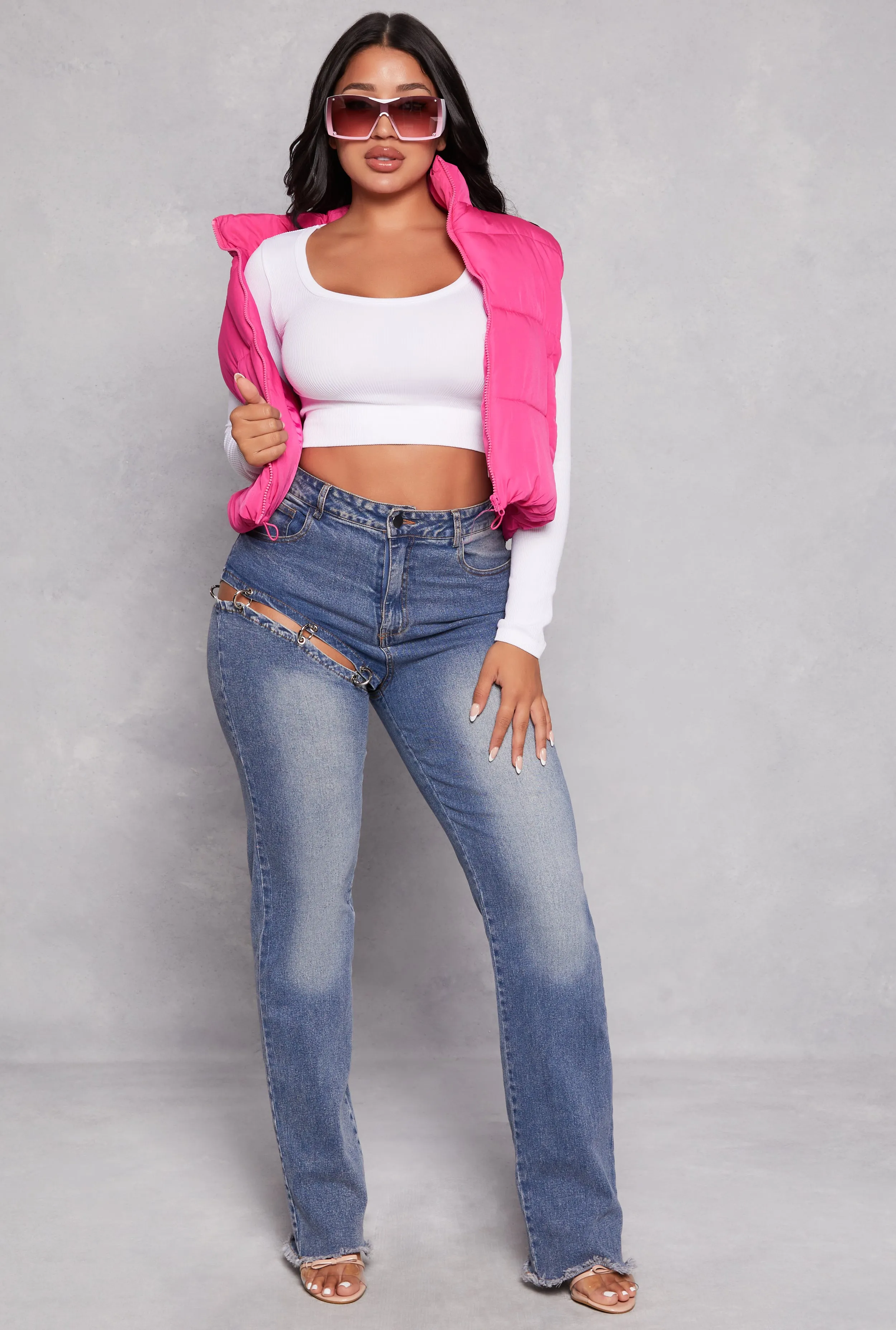 Almost Famous Zip Front Puffer Vest sold by Rainbow product image thumbnail 2