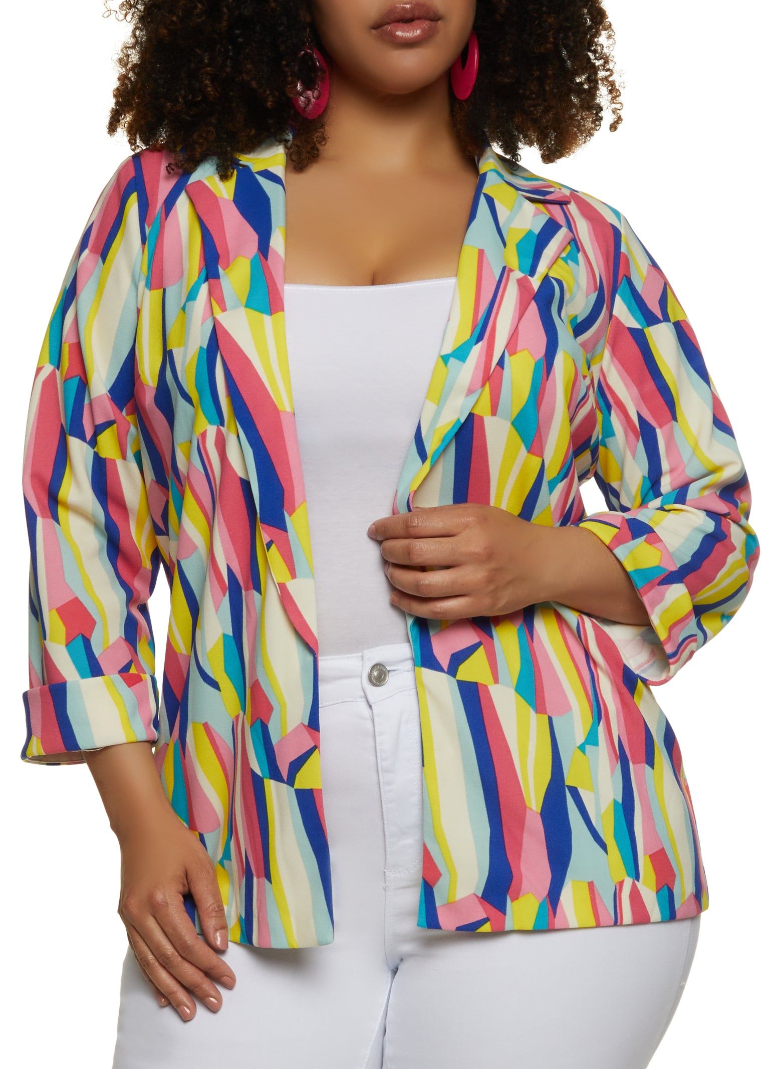 Plus Size Psychedelic Print Blazer sold by Rainbow
