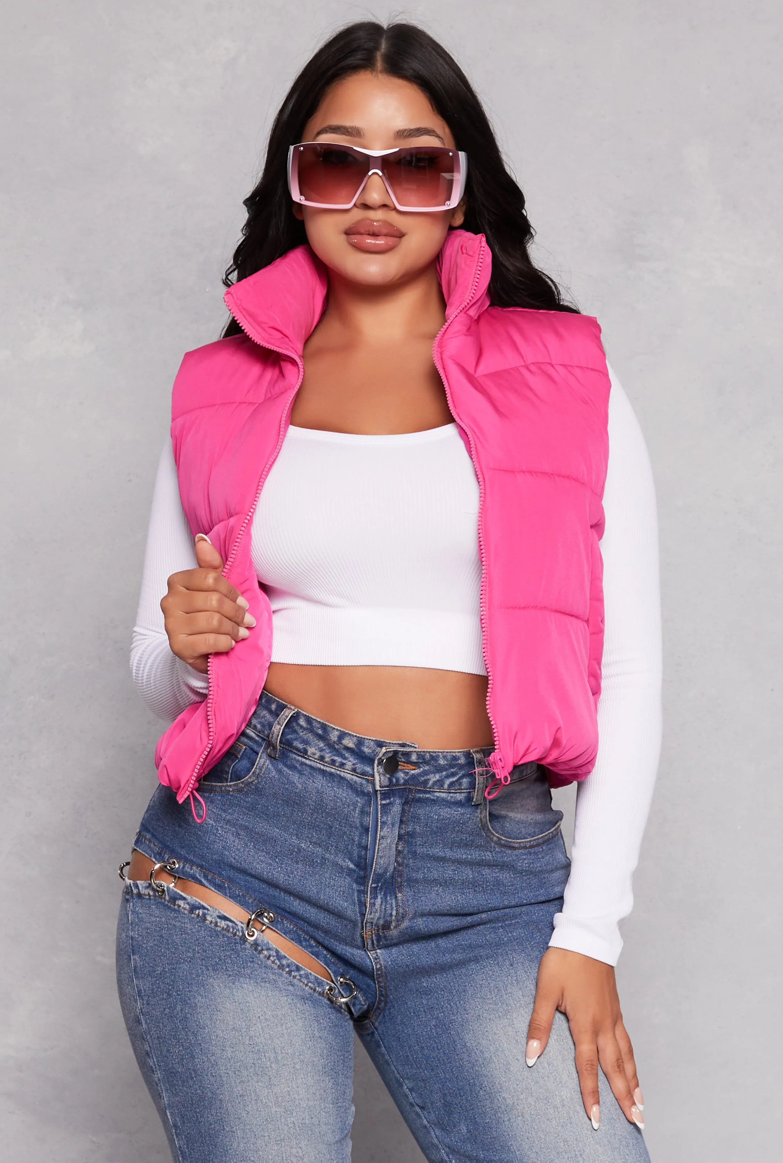 Almost Famous Zip Front Puffer Vest sold by Rainbow